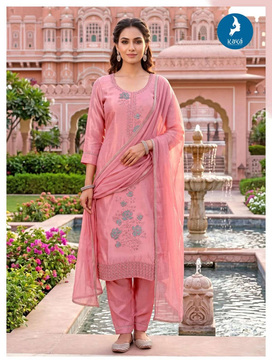 Kaya Anjani Roman Glass Stitched 3 Piece Dress Set