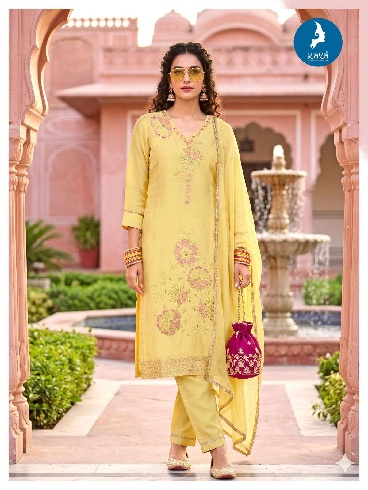 Kaya Anjani Roman Glass Stitched 3 Piece Dress Set