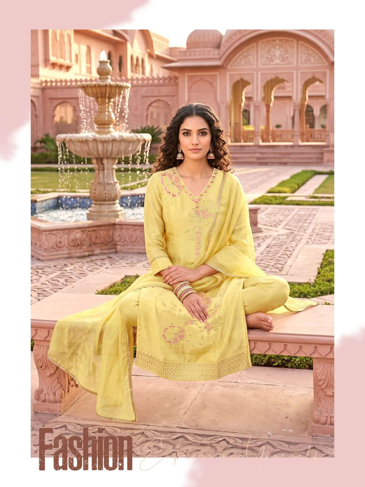 Kaya Anjani Roman Glass Stitched 3 Piece Dress Set