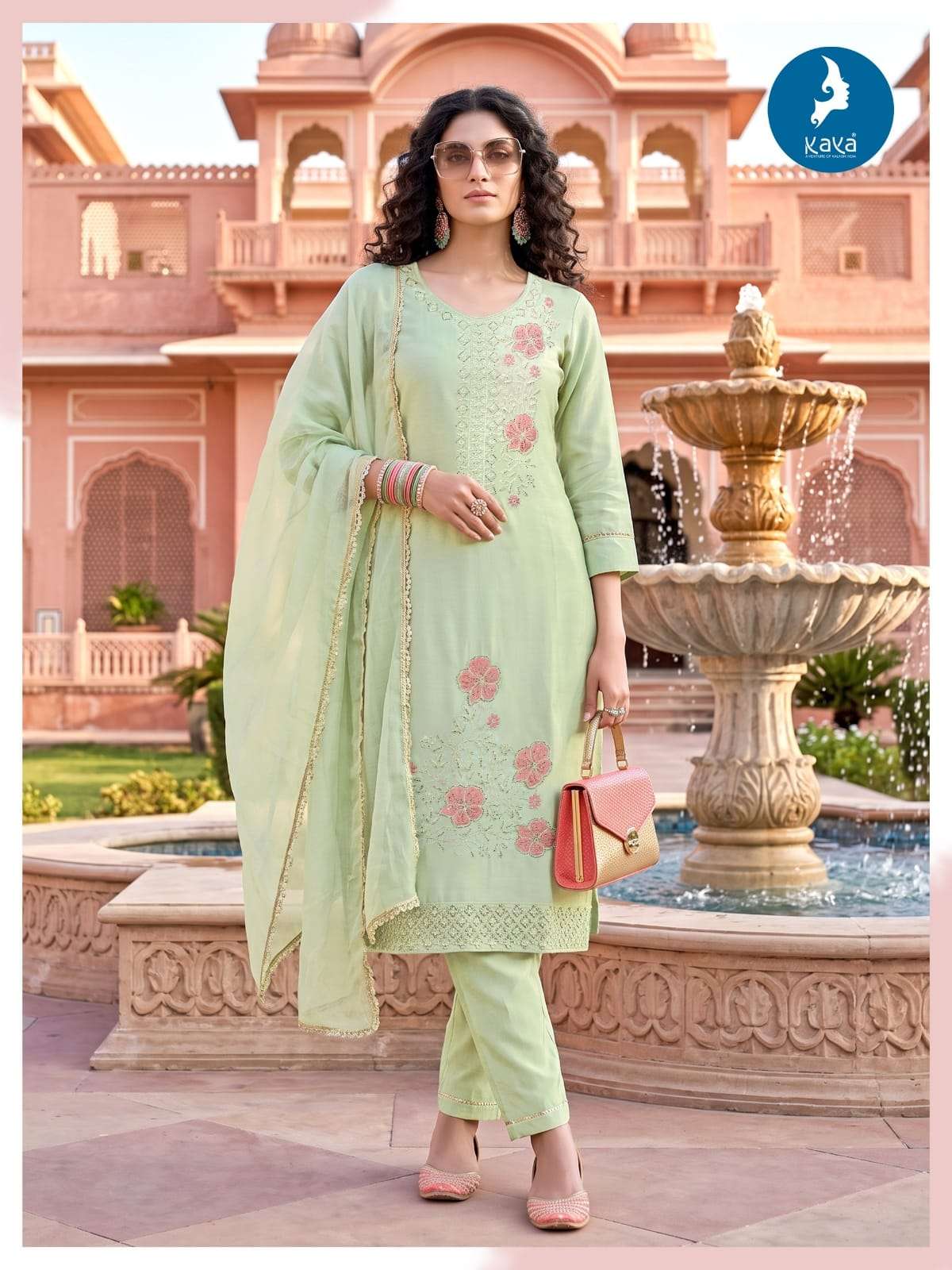 Kaya Anjani Roman Glass Stitched 3 Piece Dress Set