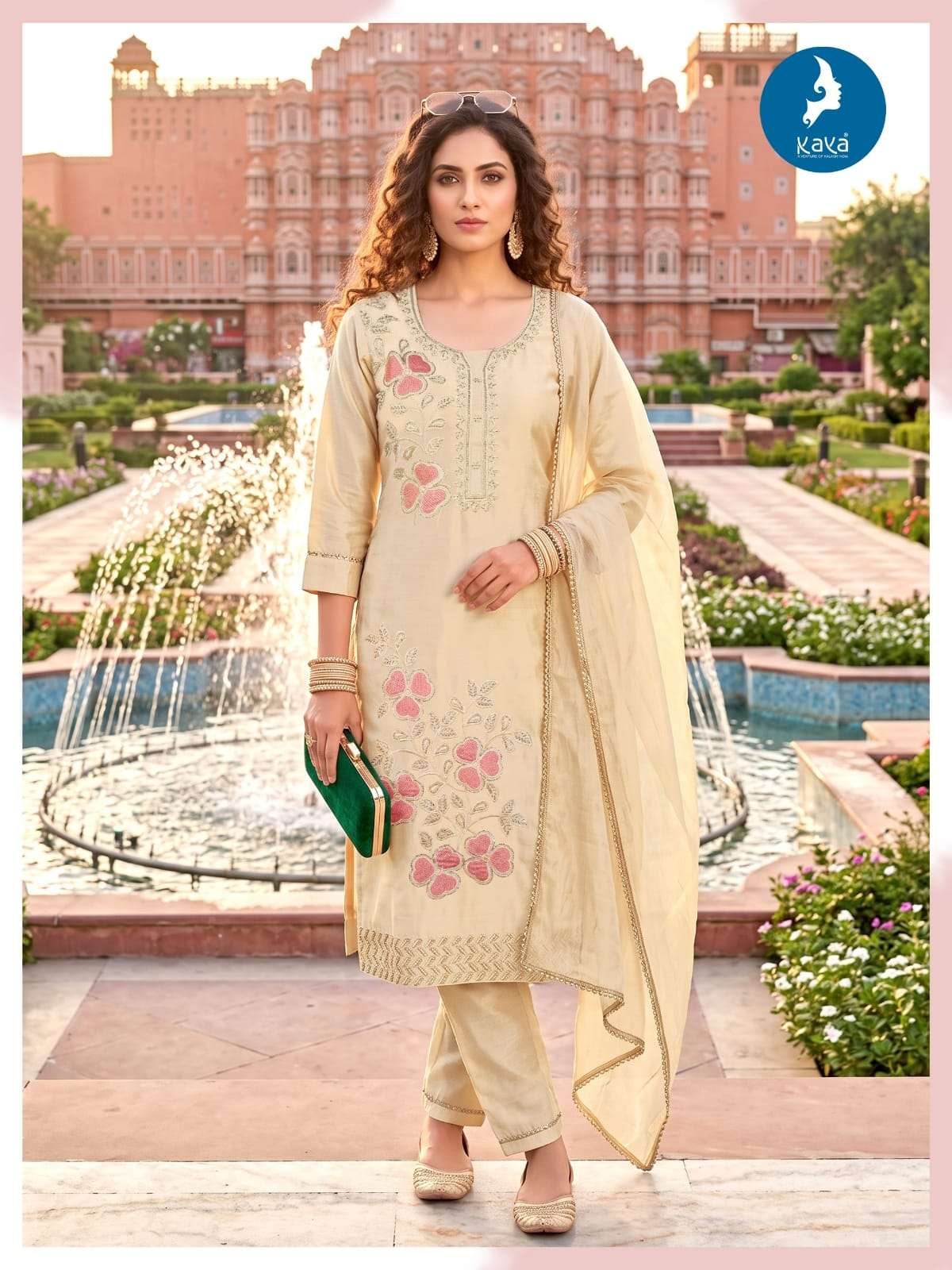 Kaya Anjani Roman Glass Stitched 3 Piece Dress Set