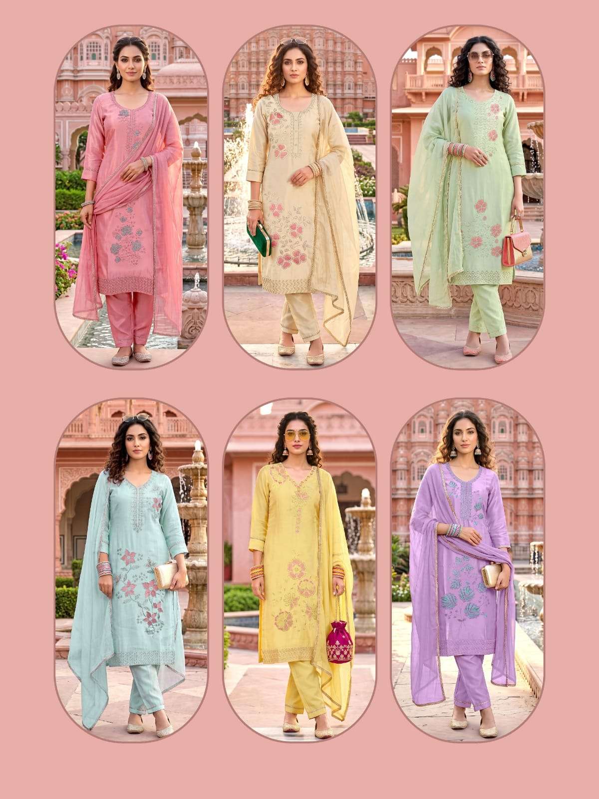 Kaya Anjani Roman Glass Stitched 3 Piece Dress Set