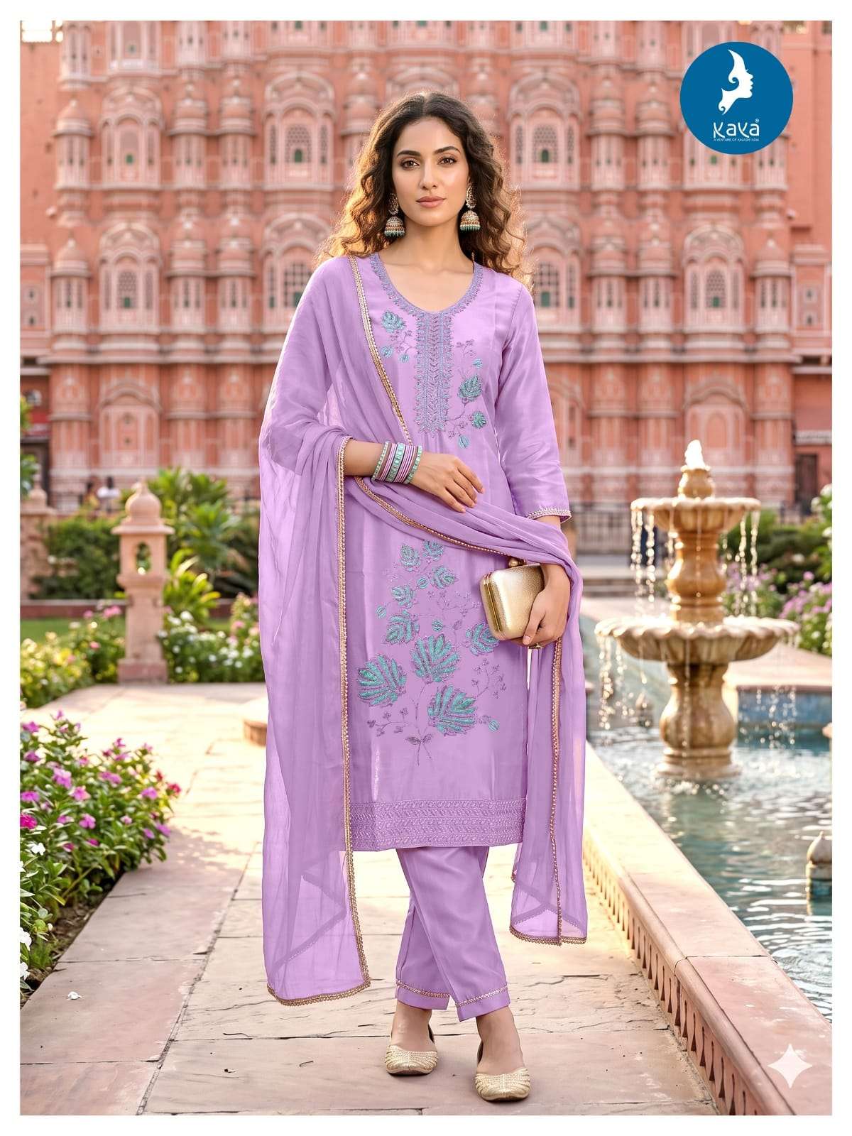 Kaya Anjani Roman Glass Stitched 3 Piece Dress Set