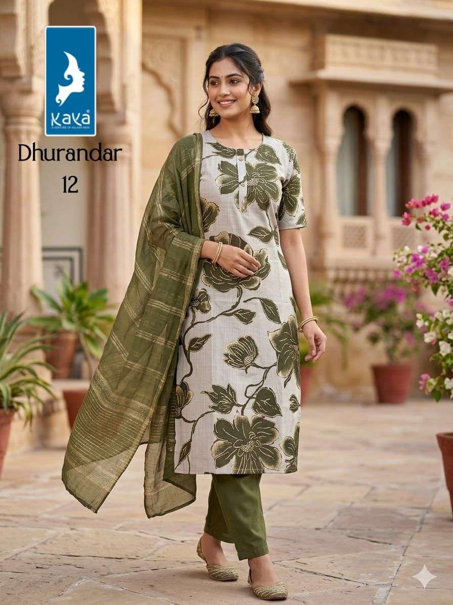 Kaya Dhurandar Kurti Pant Dupatta Set - Amrah Wholesale