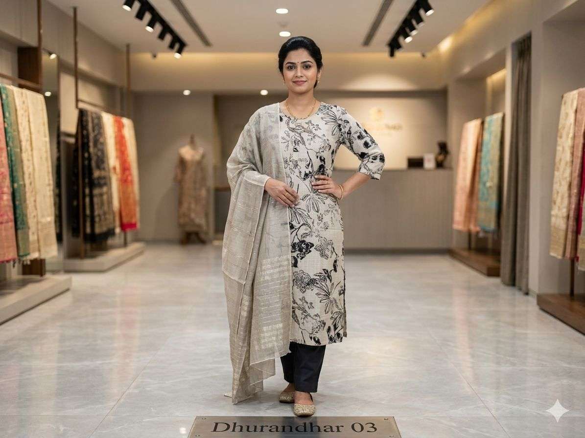 Kaya Dhurandar Kurti Pant Dupatta Set - Amrah Wholesale