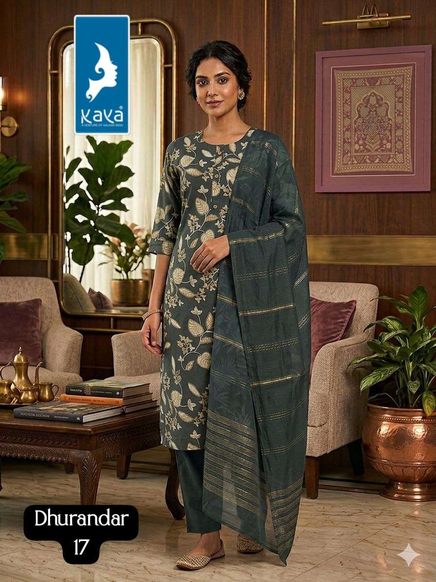 Kaya Dhurandar Kurti Pant Dupatta Set - Amrah Wholesale