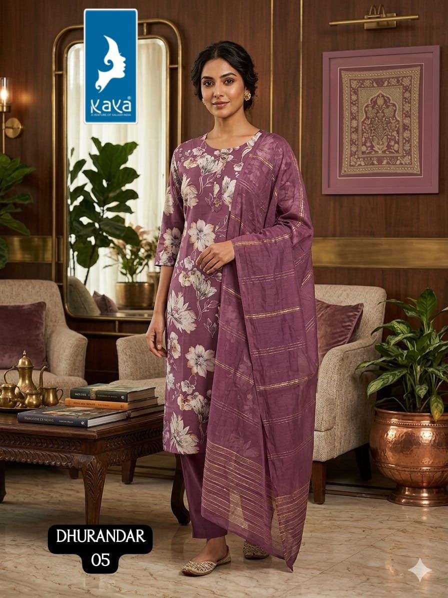 Kaya Dhurandar Kurti Pant Dupatta Set - Amrah Wholesale