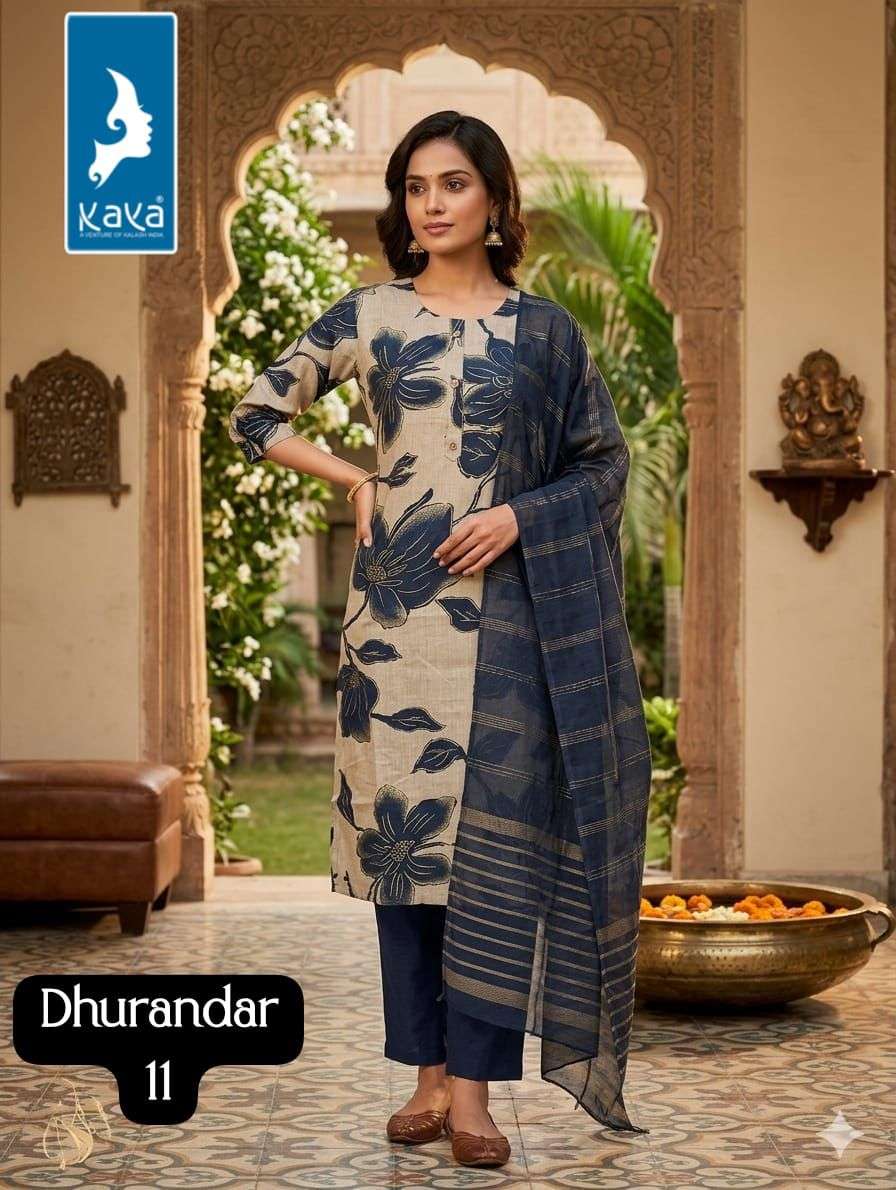 Kaya Dhurandar Kurti Pant Dupatta Set - Amrah Wholesale
