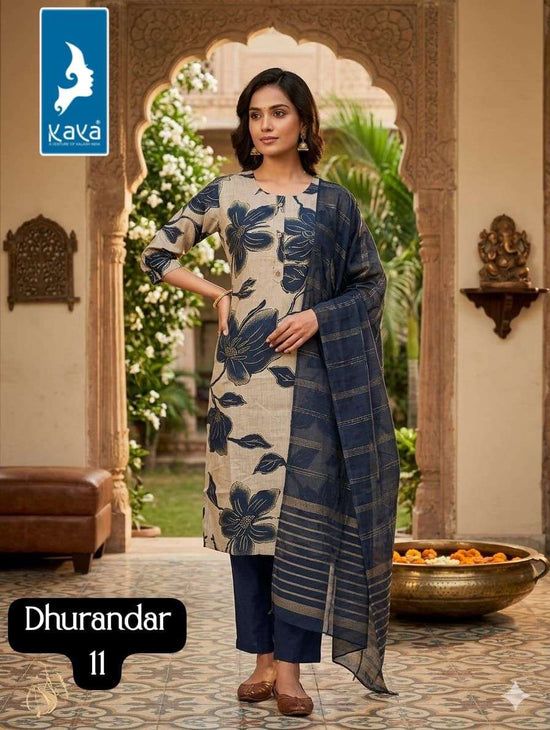 Kaya Dhurandar Kurti Pant Dupatta Set - Amrah Wholesale