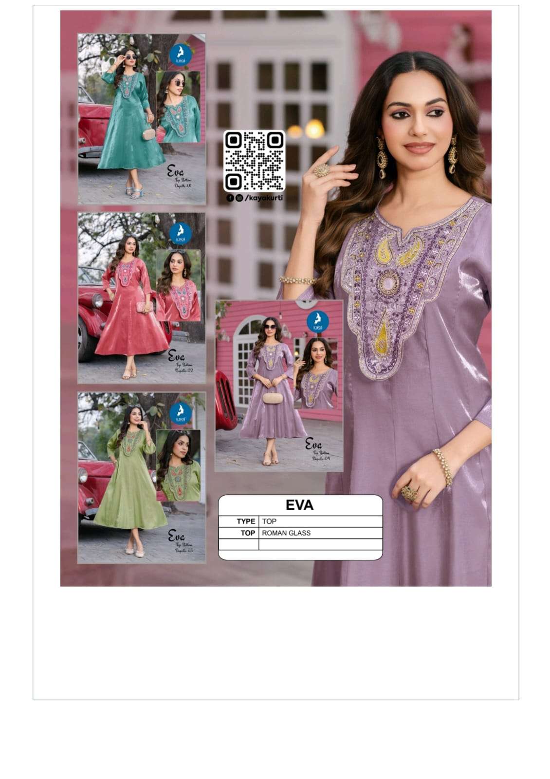 Kaya Eva Roman Glass Stitched Designer Kurti