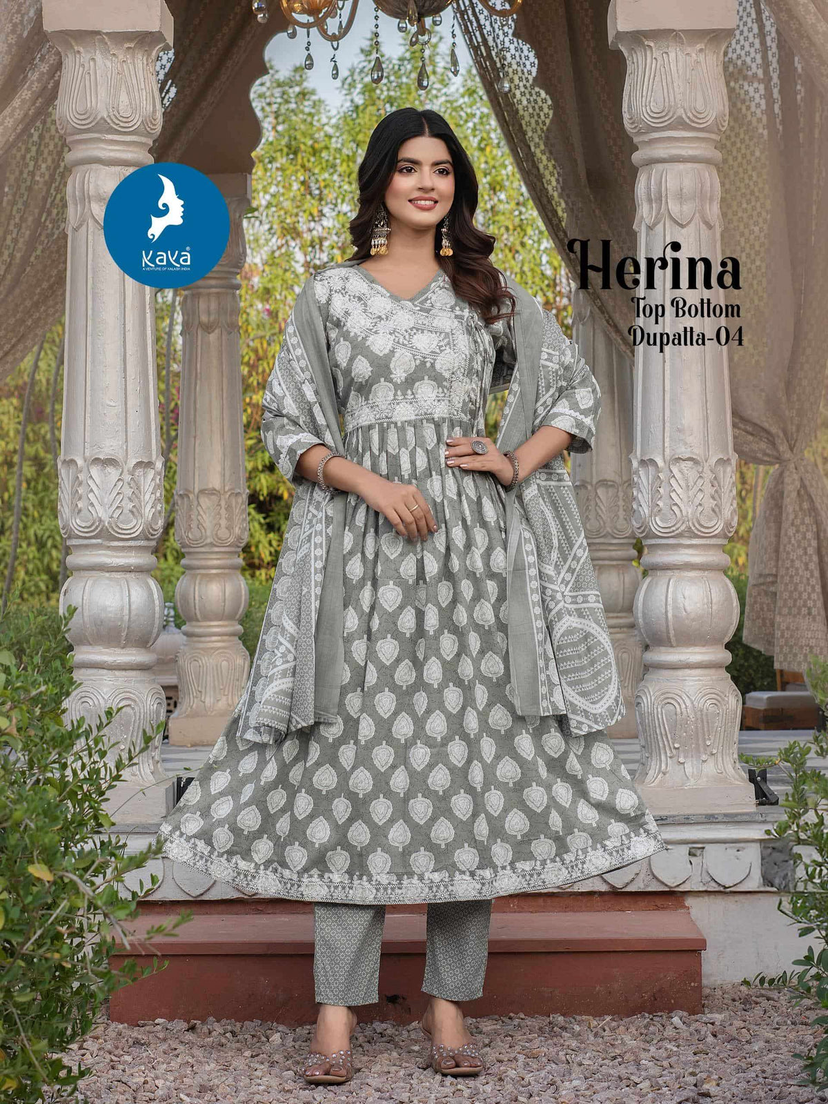 Kaya Herina Kurti Pant Dupatta Set - Amrah Wholesale