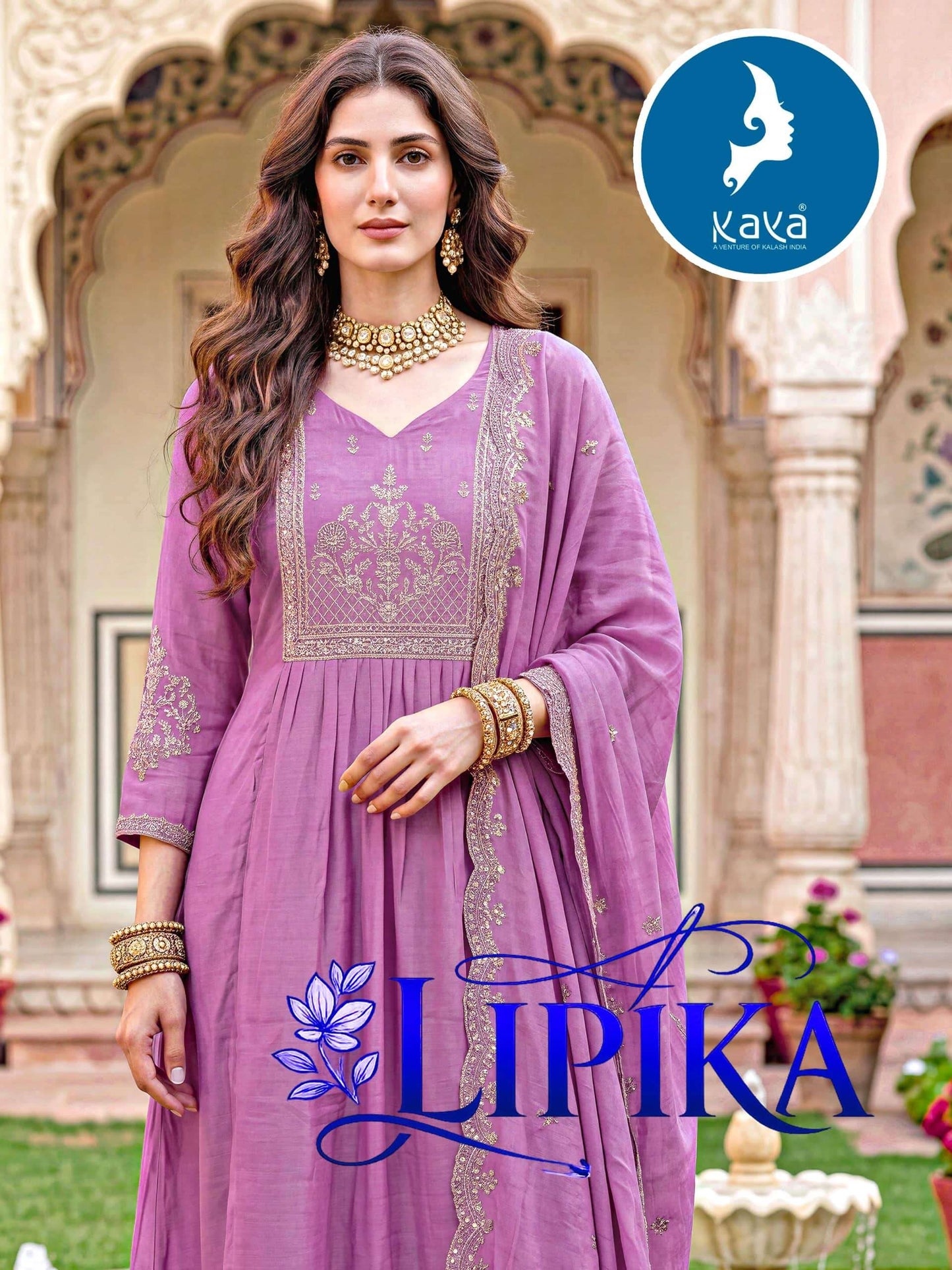 Kaya Lipika Mal Chanderi Kurti Pant Dupatta Set