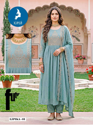 Kaya Lipika Mal Chanderi Kurti Pant Dupatta Set