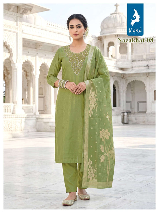KAYA NAZAKHAT Roman Glass Embroidered Salwar Suit Set