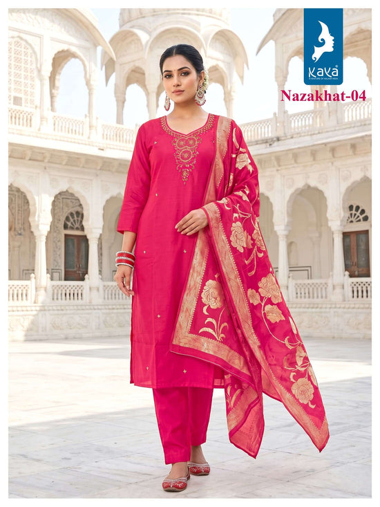 KAYA NAZAKHAT Roman Glass Embroidered Salwar Suit Set