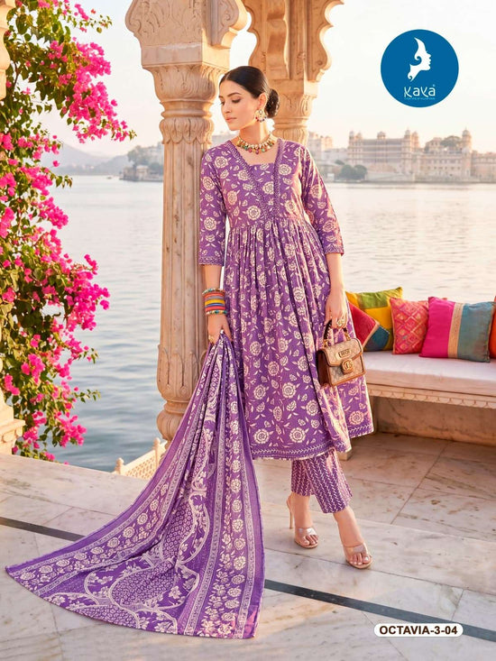 Kaya Octavia Vol 3 Cotton Printed Kurti Pant Dupatta Set