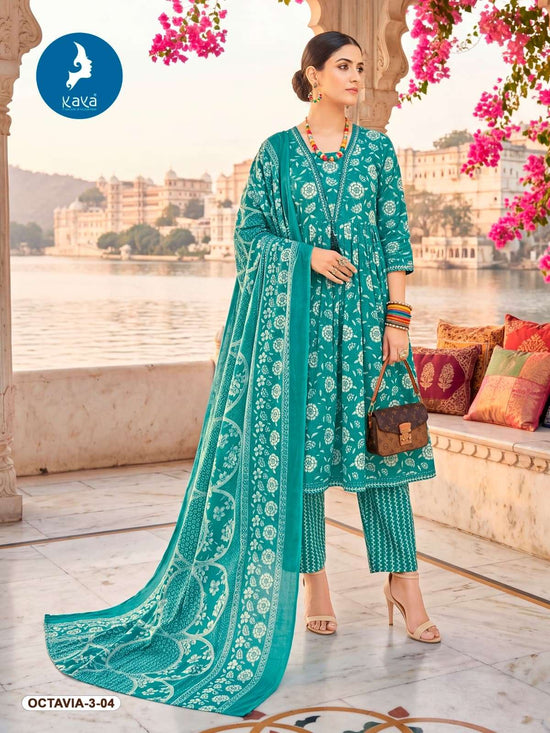 Kaya Octavia Vol 3 Cotton Printed Kurti Pant Dupatta Set