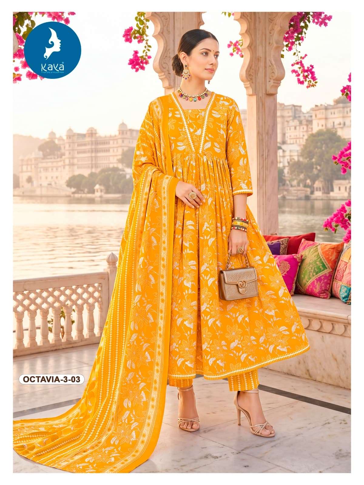 Kaya Octavia Vol 3 Cotton Printed Kurti Pant Dupatta Set