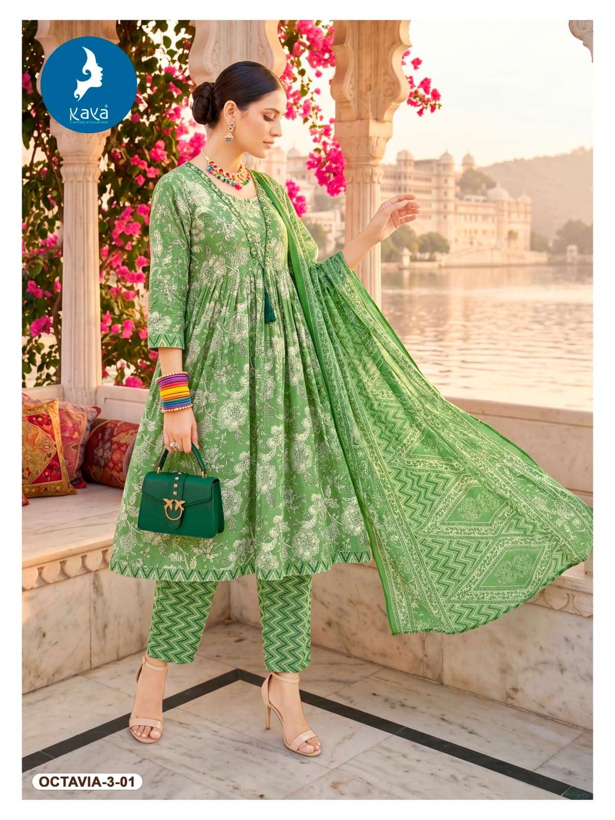 Kaya Octavia Vol 3 Cotton Printed Kurti Pant Dupatta Set