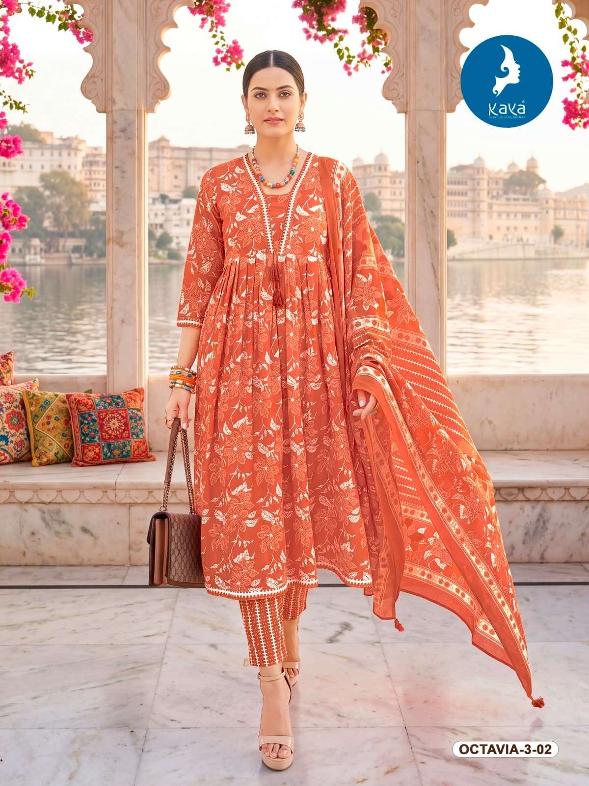 Kaya Octavia Vol 3 Cotton Printed Kurti Pant Dupatta Set