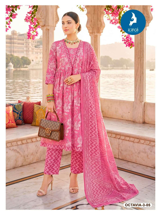 Kaya Octavia Vol 3 Cotton Printed Kurti Pant Dupatta Set