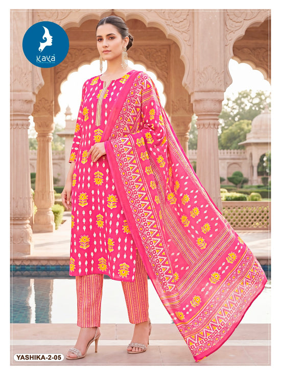 Kaya Yashika Vol 2 Cotton Printed Kurti Pant Dupatta Set