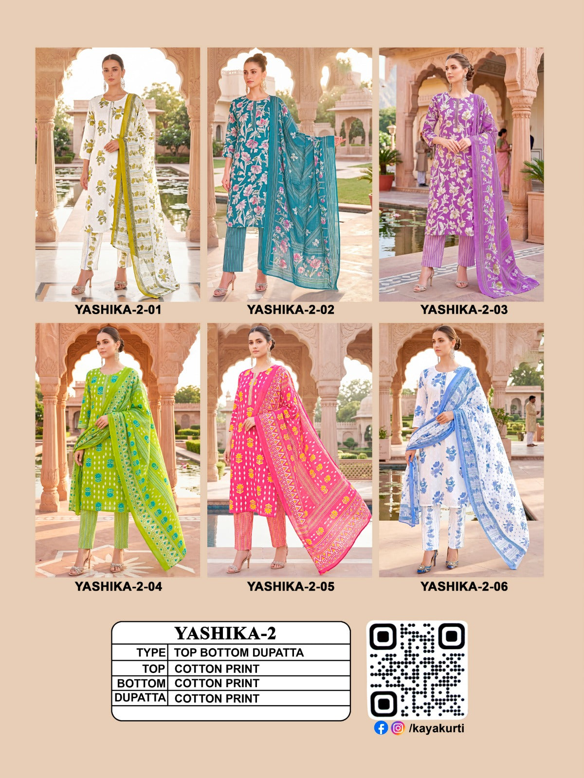 Kaya Yashika Vol 2 Cotton Printed Kurti Pant Dupatta Set