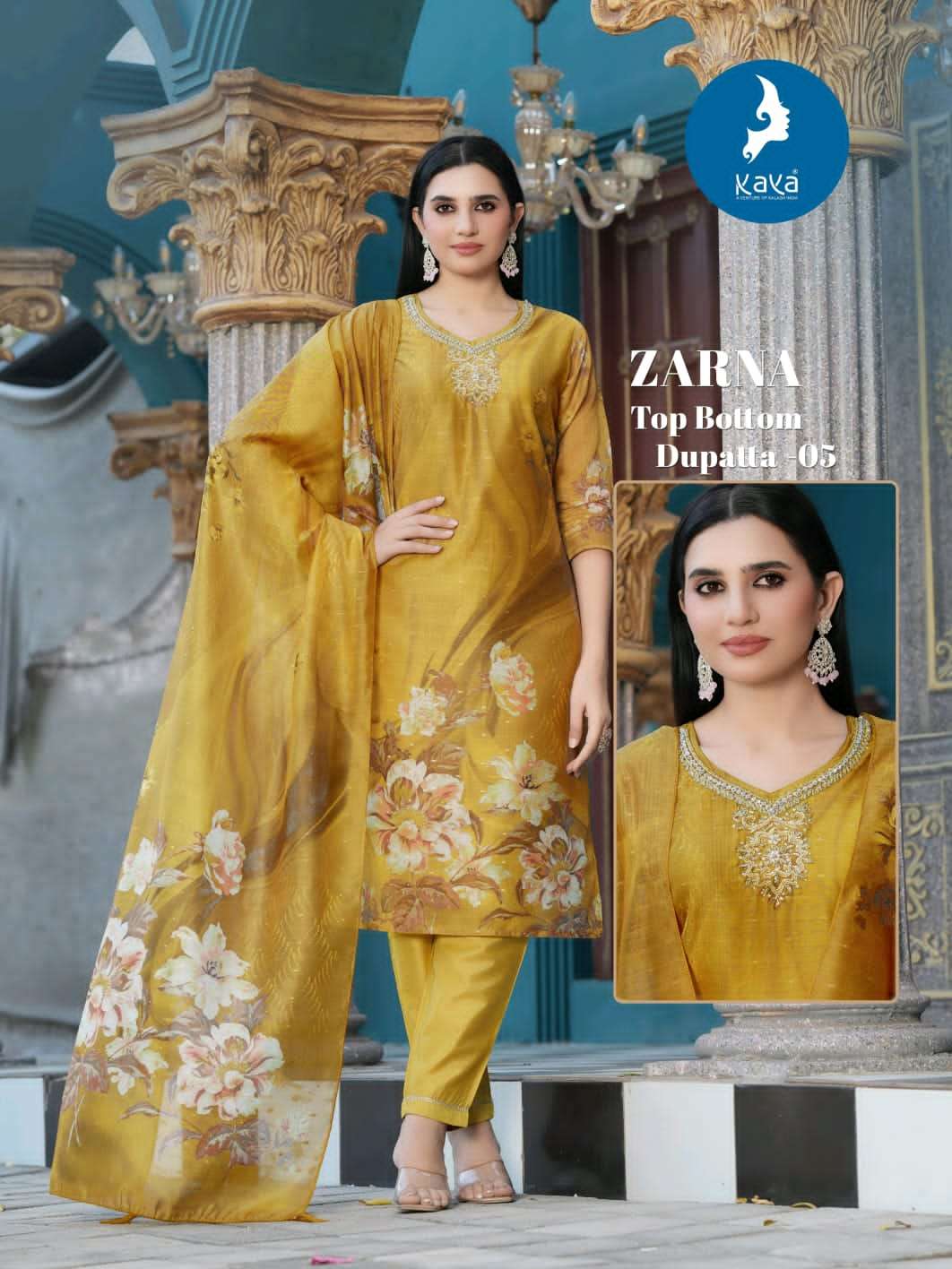 Kaya Zarna Chanderi Digital Print Readymade Salwar Suit Set