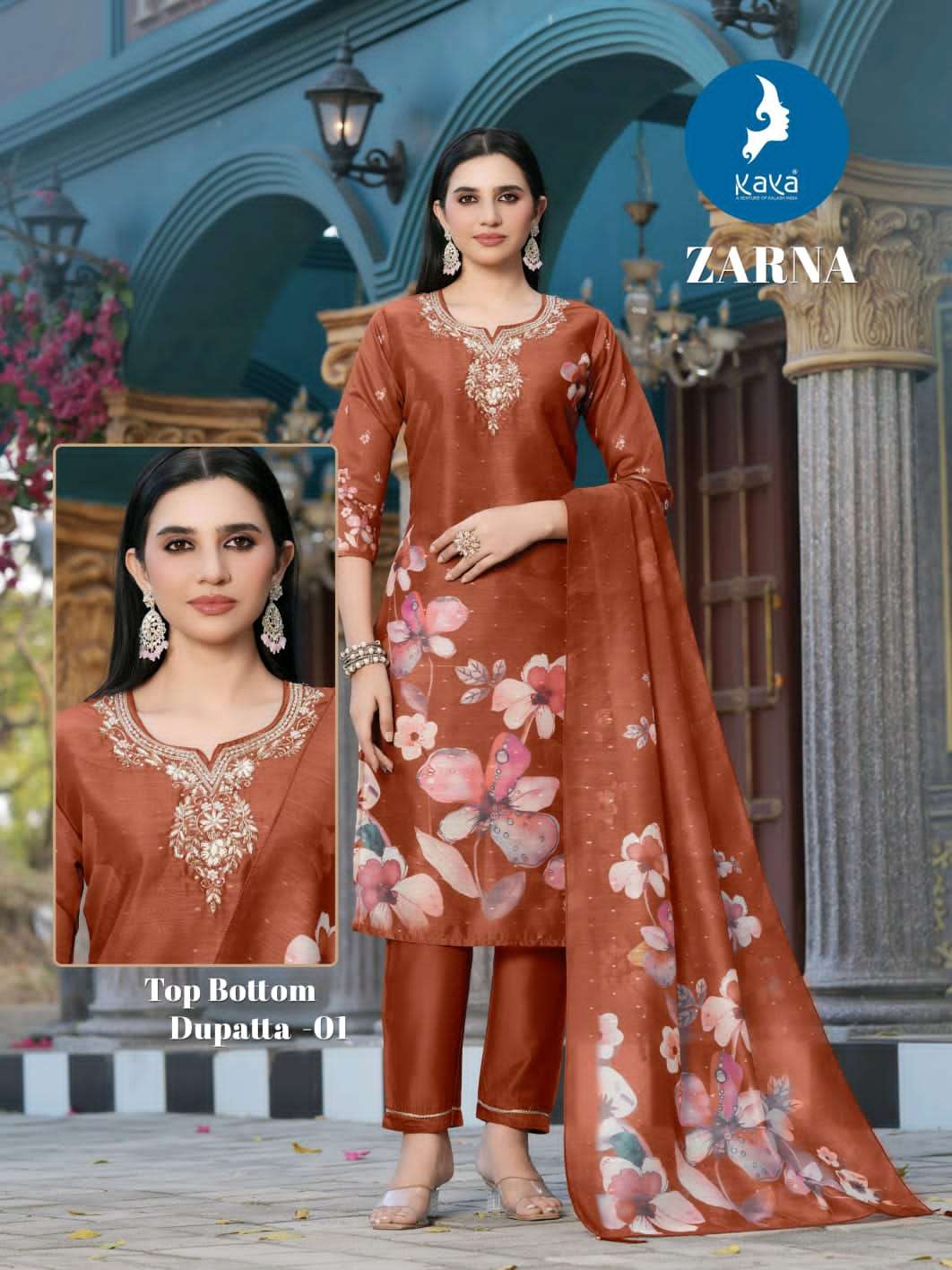Kaya Zarna Chanderi Digital Print Readymade Salwar Suit Set