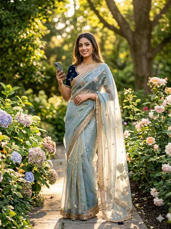 Amrah Wholesale Kc 213 Space Silk Sequence Worked Saree Collection