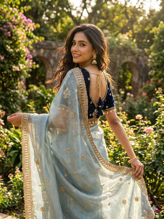 Amrah Wholesale Kc 213 Space Silk Sequence Worked Saree Collection