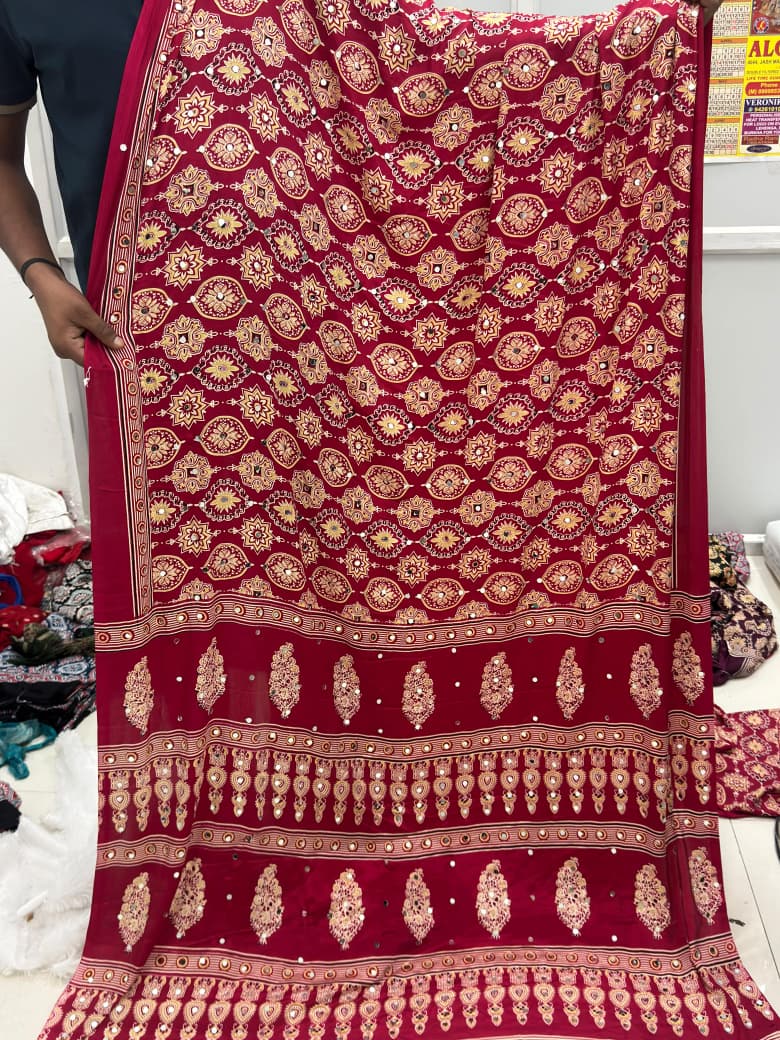 Kc 2138 Pure Satin Silk Designer Aari Mirror Work Saree - Amrah Wholesale