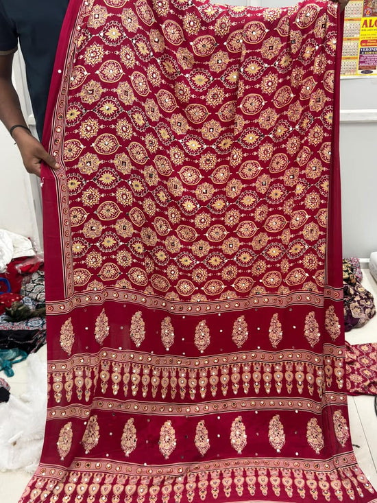 Kc 2138 Pure Satin Silk Designer Aari Mirror Work Saree - Amrah Wholesale