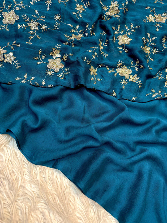 KC 215 Crush Rangoli Beads Work Party Wear Saree