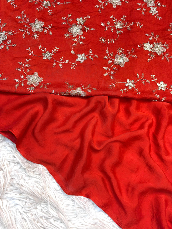 KC 215 Crush Rangoli Beads Work Party Wear Saree
