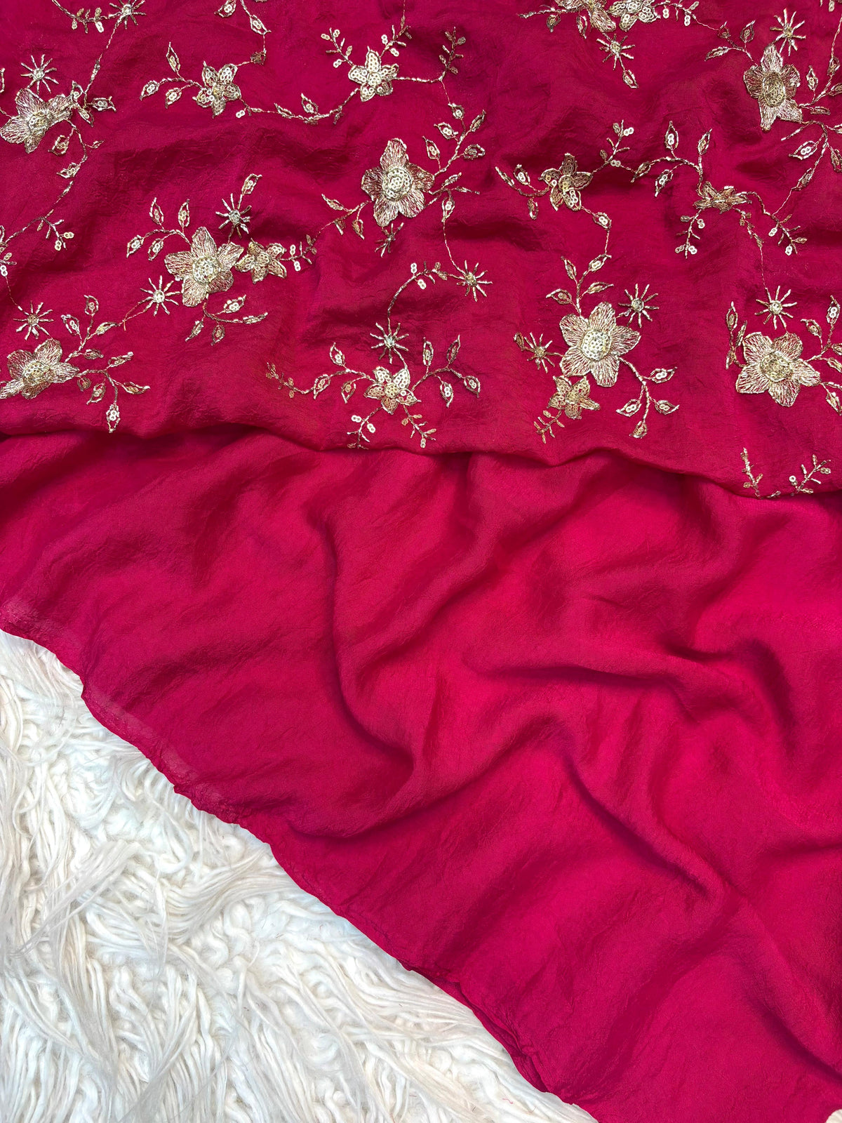 KC 215 Crush Rangoli Beads Work Party Wear Saree