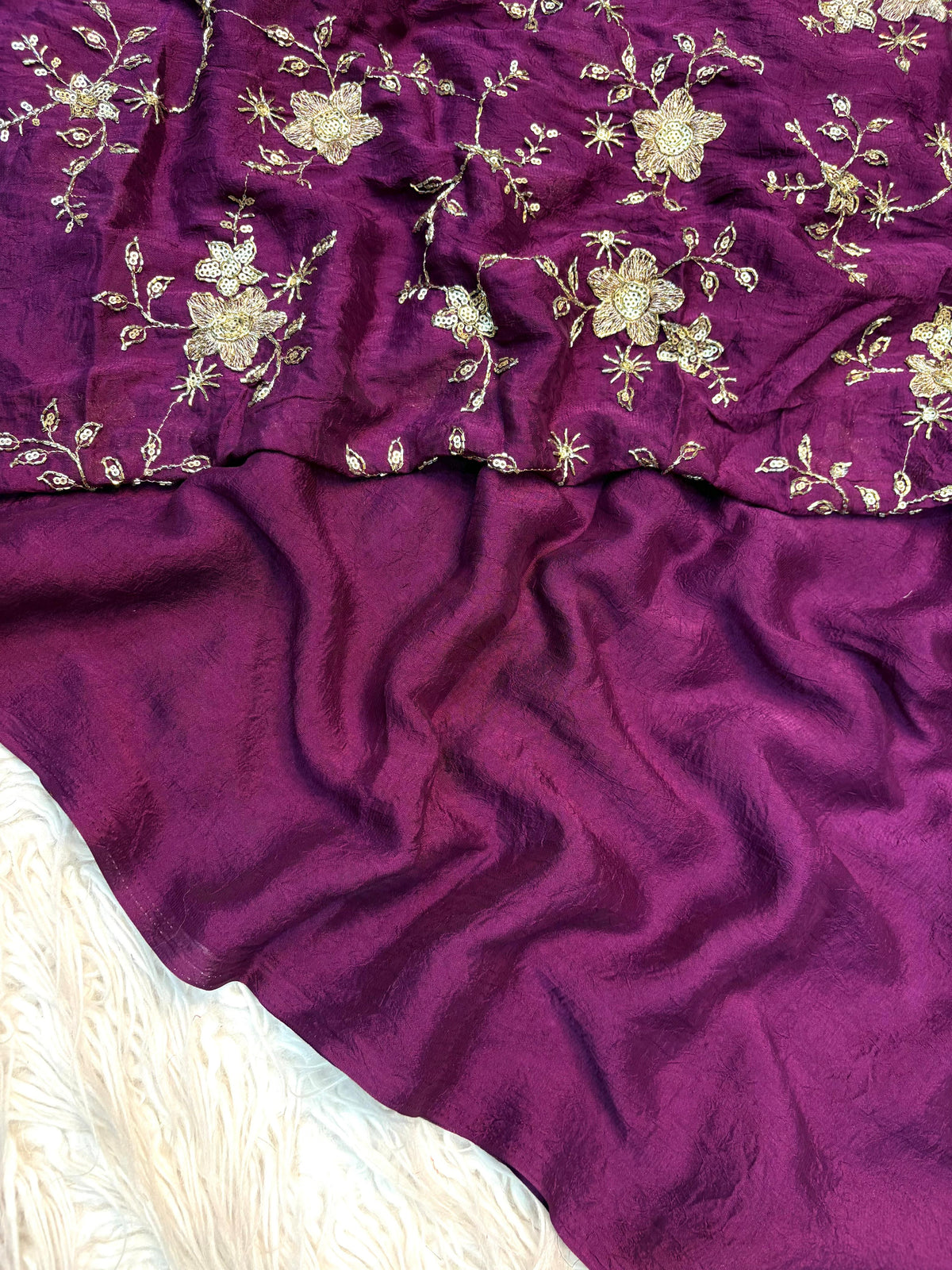 KC 215 Crush Rangoli Beads Work Party Wear Saree