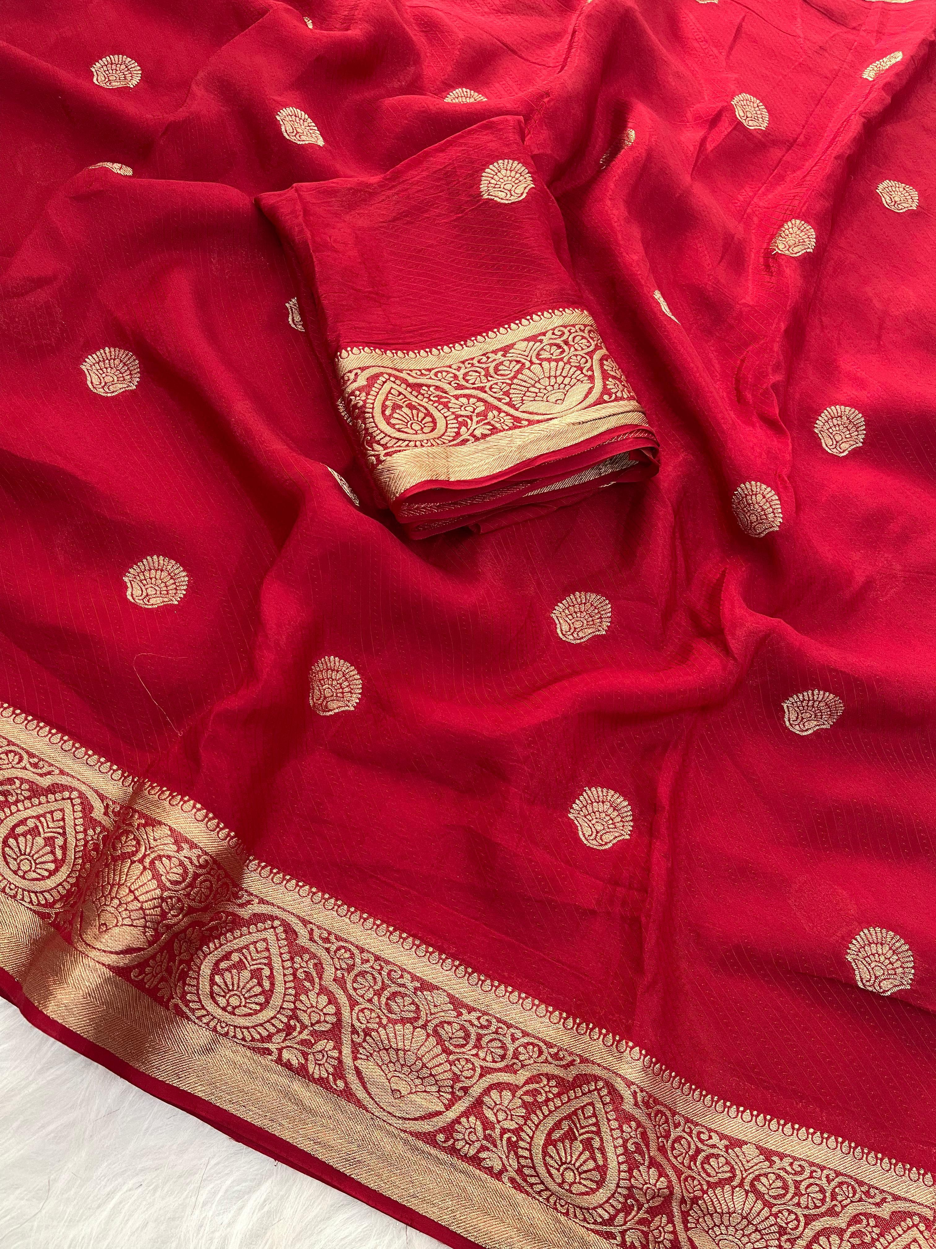 Kc 220 Pure Viscose Mysore Crepe Zari Weaving Saree