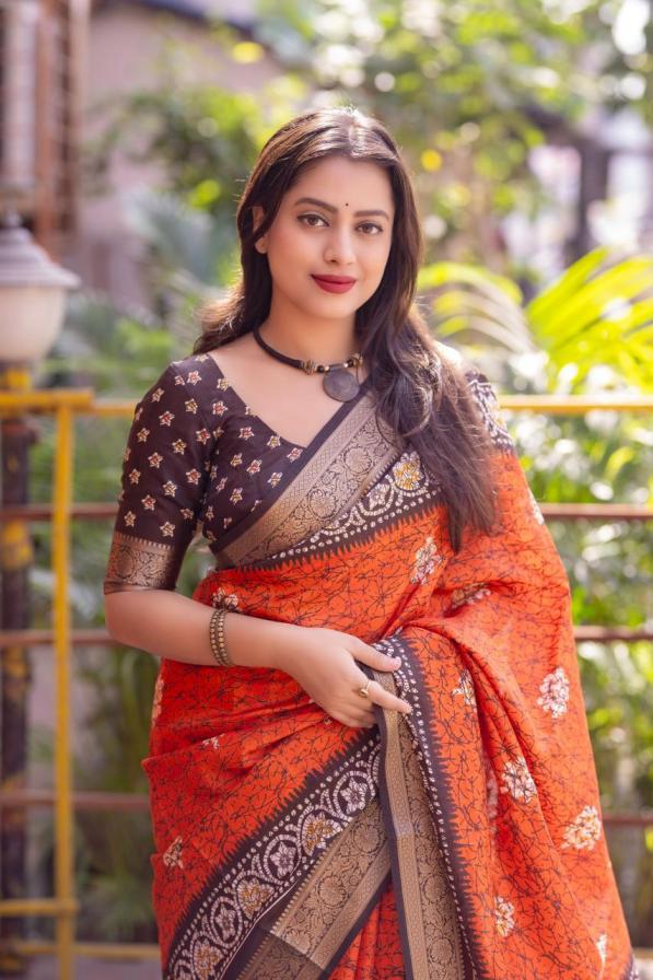 KC 279 Mohini Crack Batik Cotton Crape Saree