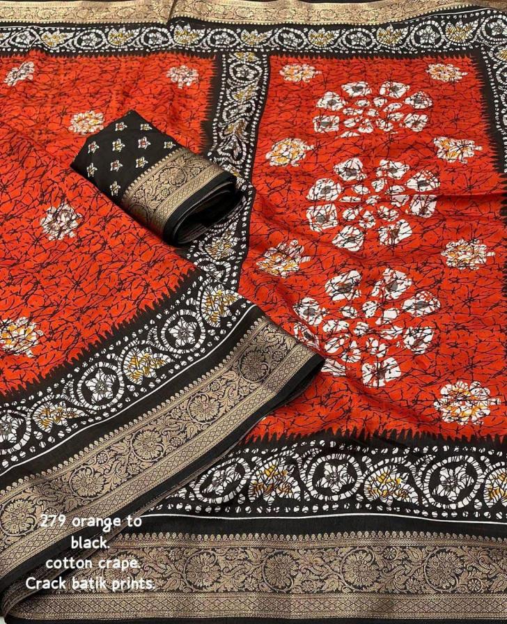 KC 279 Mohini Crack Batik Cotton Crape Saree