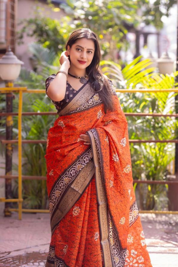 KC 279 Mohini Crack Batik Cotton Crape Saree