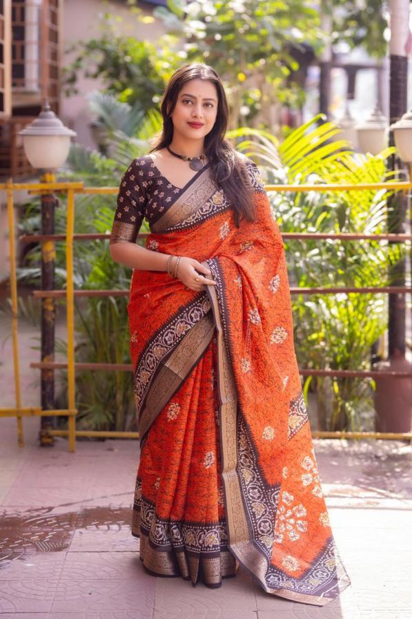 KC 279 Mohini Crack Batik Cotton Crape Saree