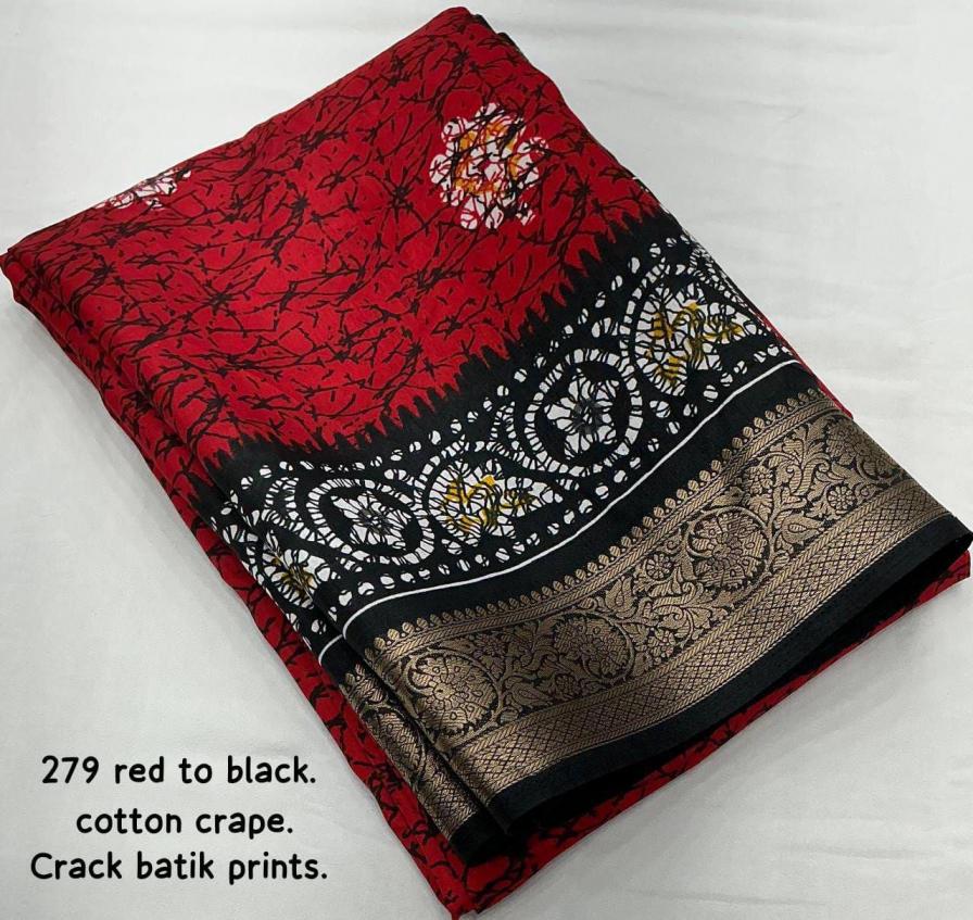 KC 279 Mohini Crack Batik Cotton Crape Saree
