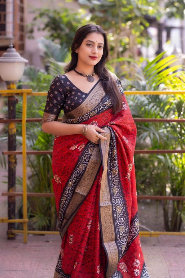 KC 279 Mohini Crack Batik Cotton Crape Saree