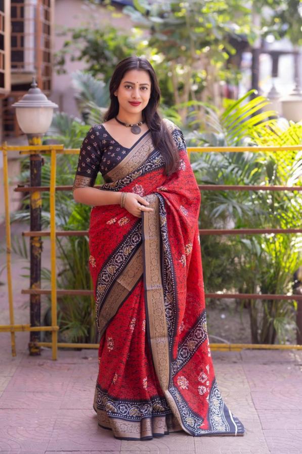 KC 279 Mohini Crack Batik Cotton Crape Saree