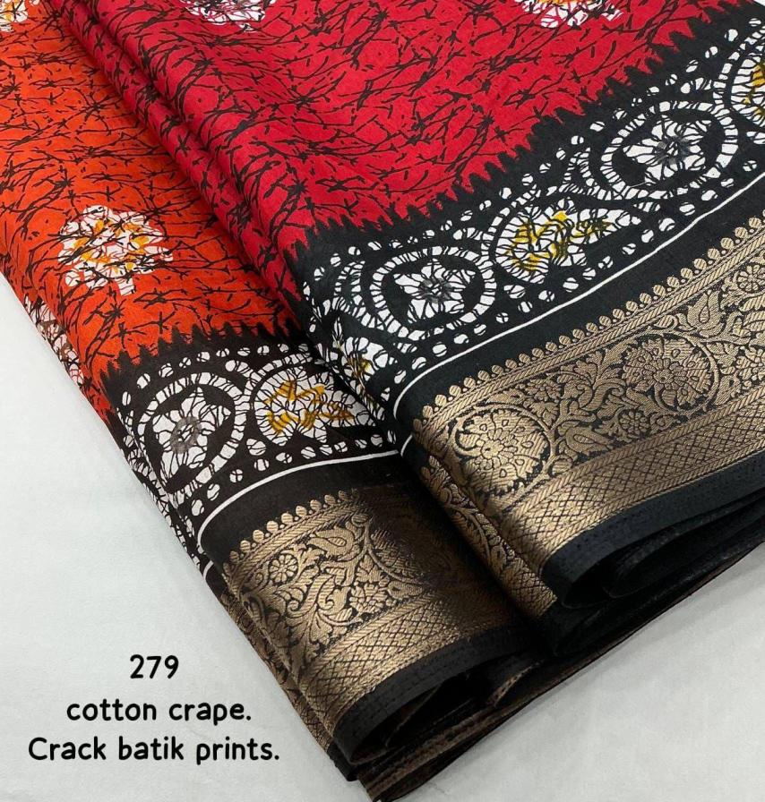 KC 279 Mohini Crack Batik Cotton Crape Saree