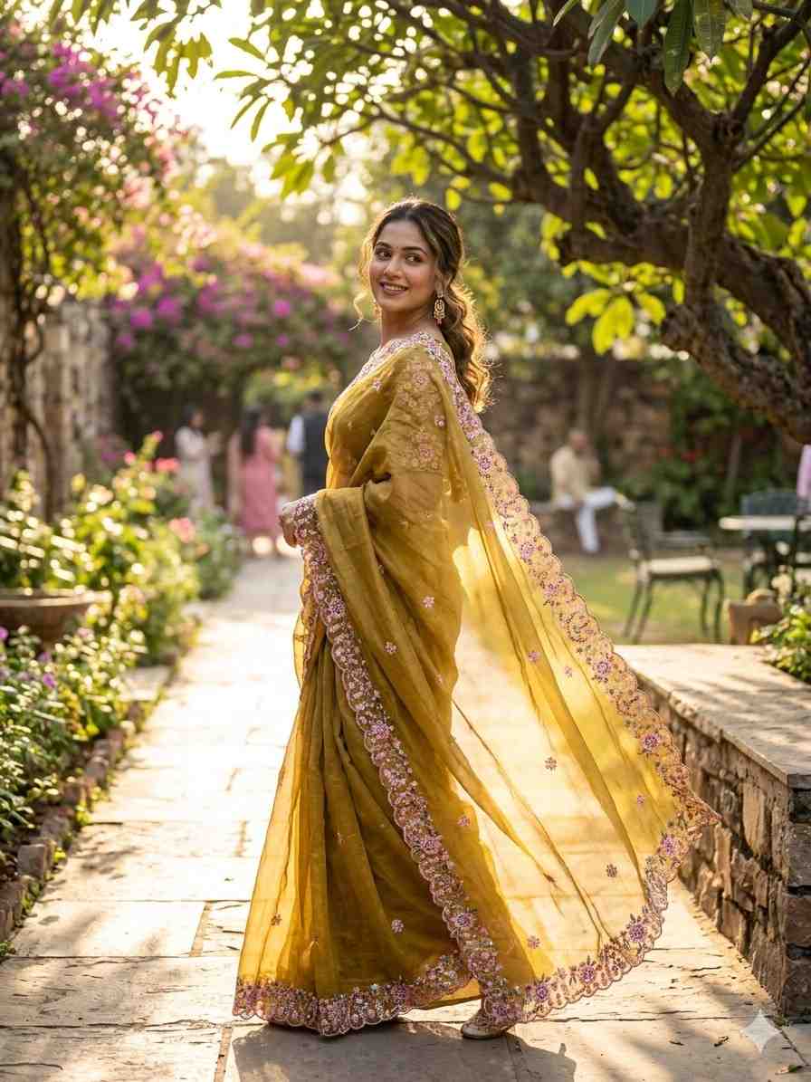 Kc 405 Soft Khadi Moss Silk Sequence Work Saree