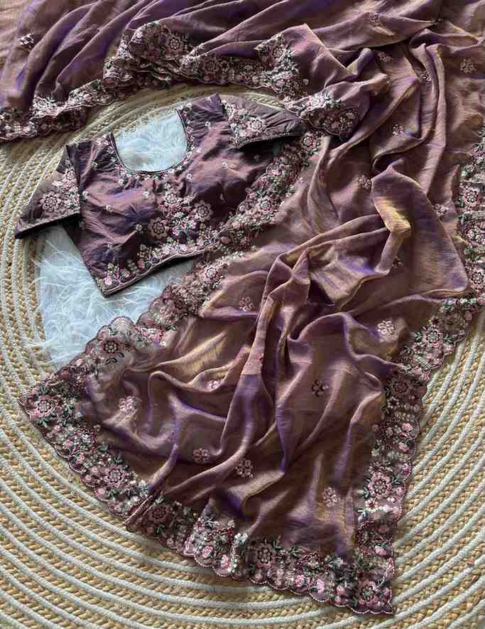 Kc 405 Soft Khadi Moss Silk Sequence Work Saree