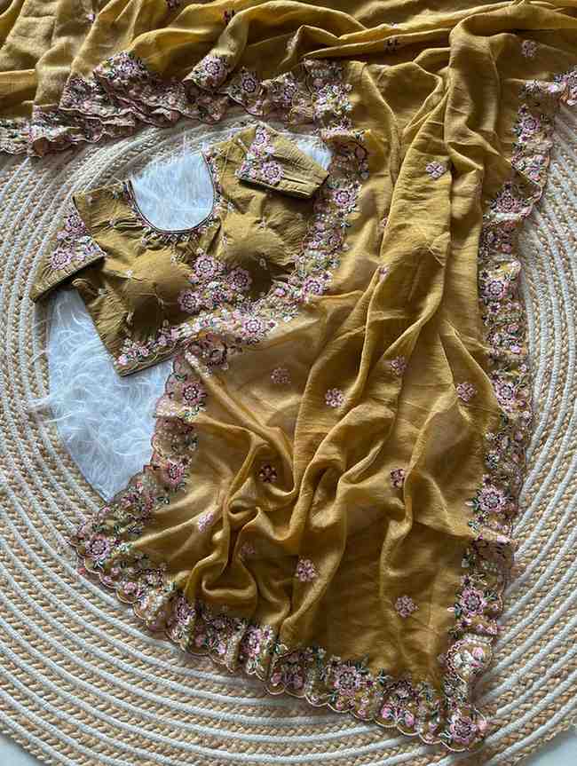 Kc 405 Soft Khadi Moss Silk Sequence Work Saree