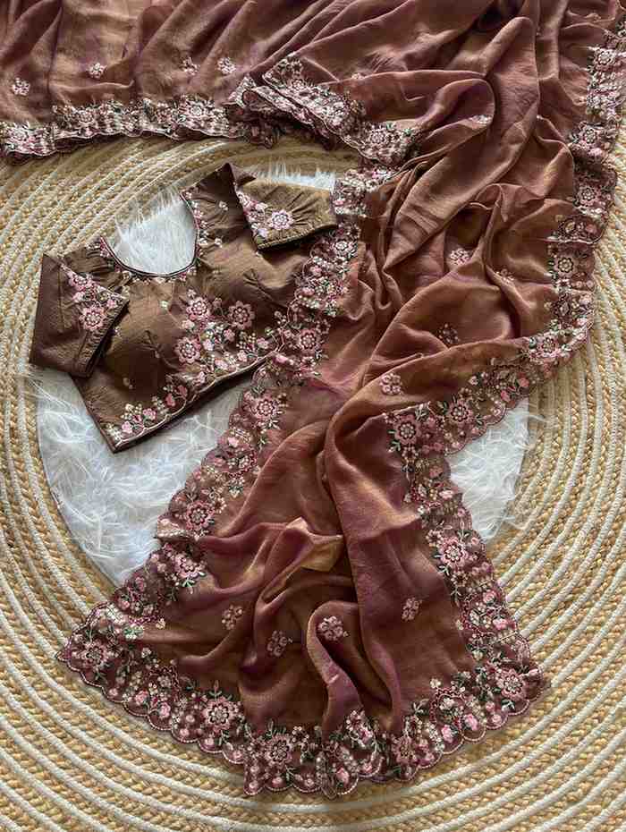 Kc 405 Soft Khadi Moss Silk Sequence Work Saree